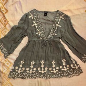 Moda International Embroidered Blue blouse